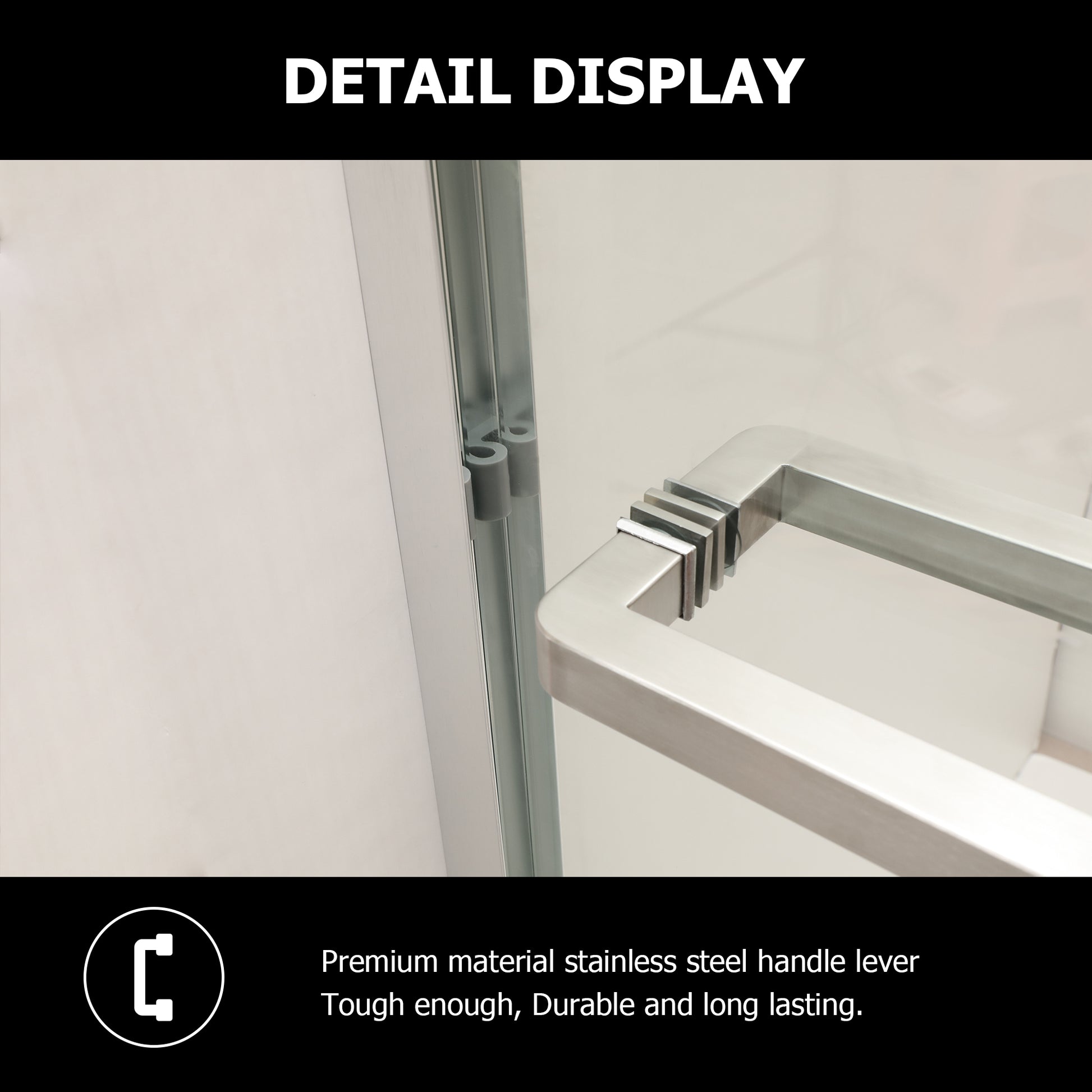 Shower Door 48" W X 76"H Semi Frameless Bypass Sliding Shower Enclosure, Chrome Chrome Glass