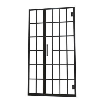 Shower Door 34" W X 72" H Pivot Frameless Shower Door With Pattern Glass, Open Entry Design In Matte Black Matte Black Glass