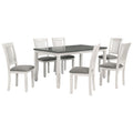 7 Piece Dining Table Set Wood Dining Table And 6 Upholstered Chairs With Shaped Legs For Dining Room Living Room Furniture Gray White White Gray Solid Wood