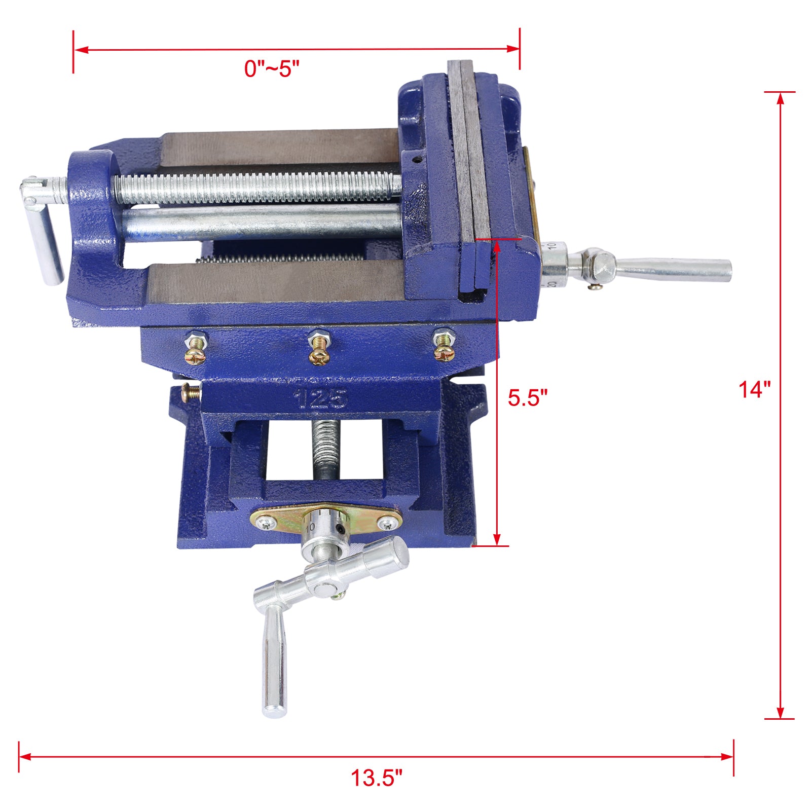 Cross Slide Vise, Drill Press Vise 5Inch,Drill Press Metal Milling 2 Way X Y ,Benchtop Wood Working Clamp Machine Blue Steel
