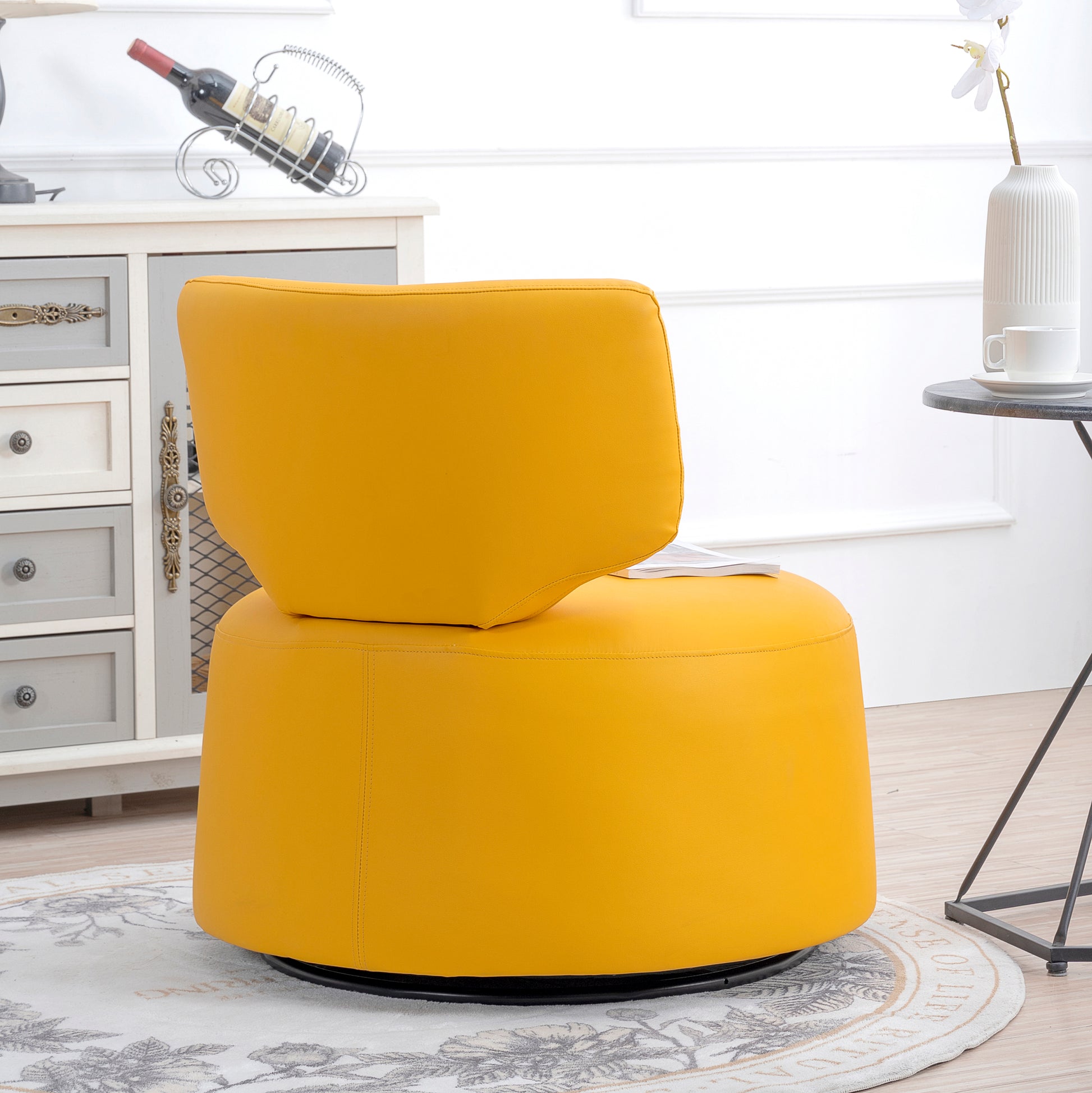 29.13" Wide Swivel Chair Yellow Pu