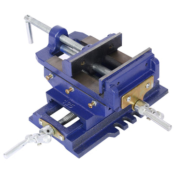 Cross Slide Vise, Drill Press Vise 5Inch,Drill Press Metal Milling 2 Way X Y ,Benchtop Wood Working Clamp Machine Blue Steel