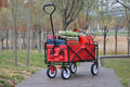 Folding Wagon Garden Shopping Beach Cart Red Red Metal