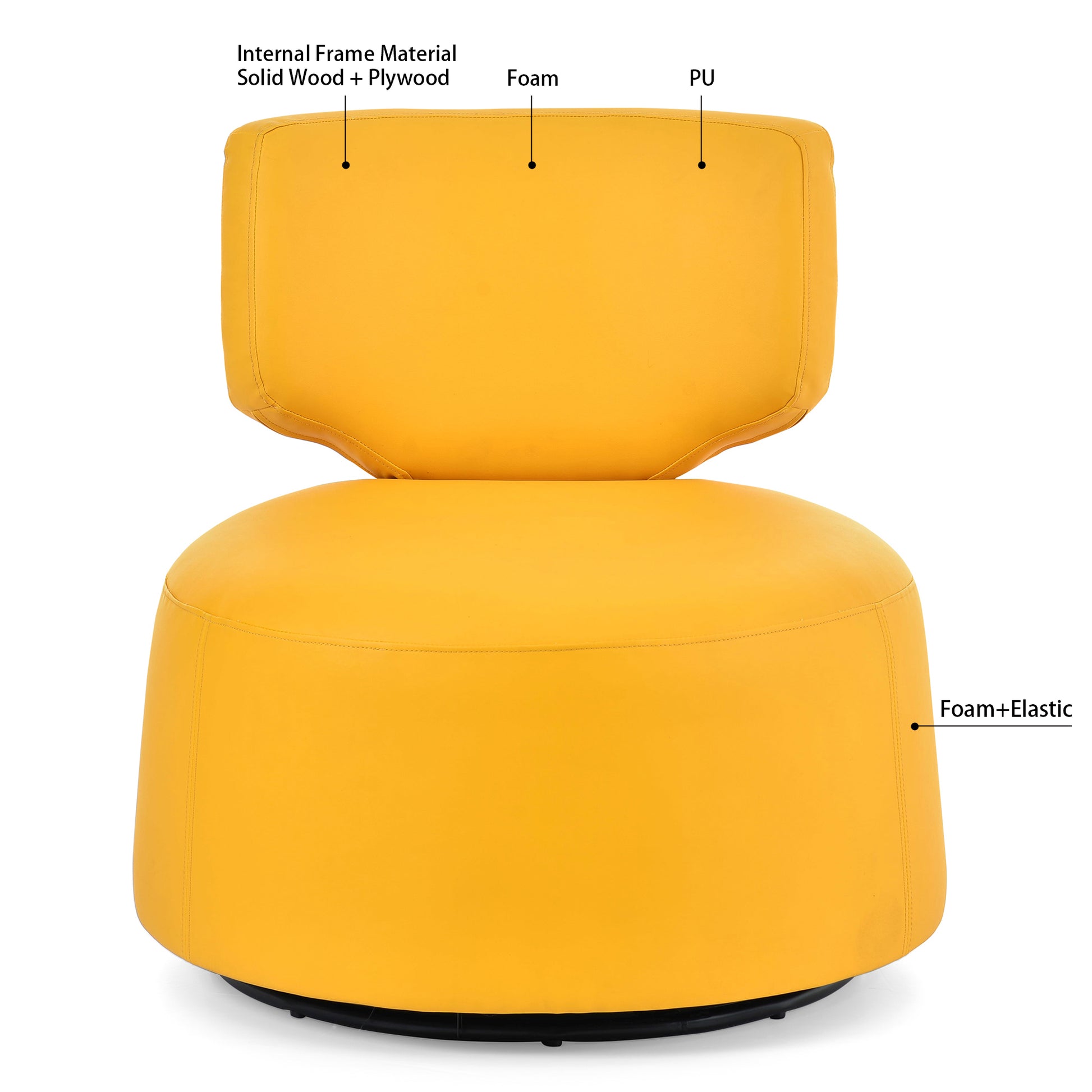 29.13" Wide Swivel Chair Yellow Pu