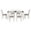 7 Piece Dining Table Set Wood Dining Table And 6 Upholstered Chairs With Shaped Legs For Dining Room Living Room Furniture Gray White White Gray Solid Wood