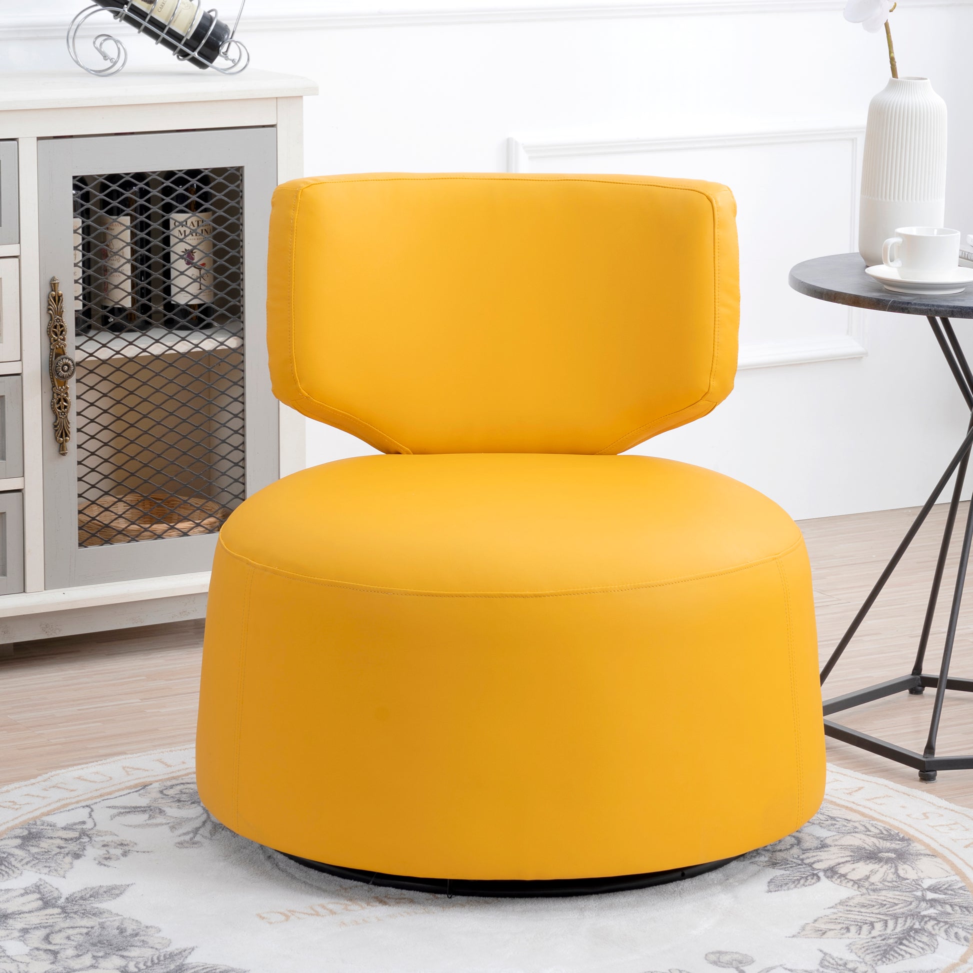 29.13" Wide Swivel Chair Yellow Pu