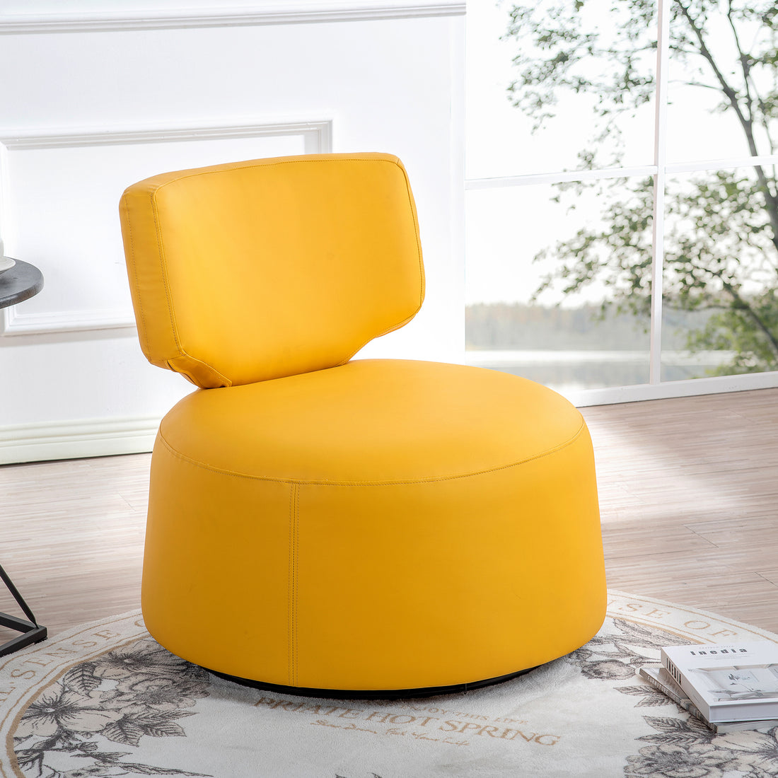 29.13" Wide Swivel Chair Yellow Pu