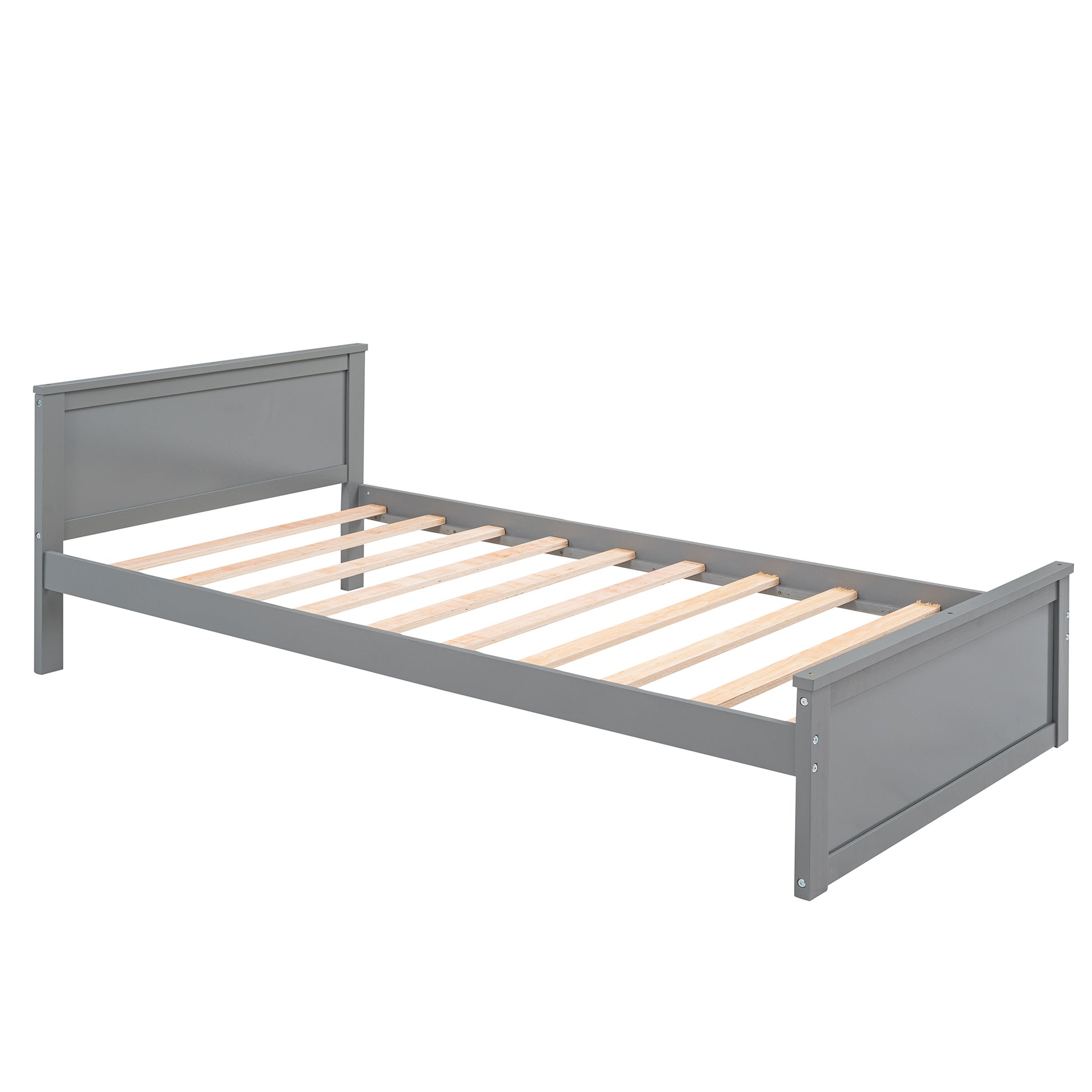 Twin Size Loft Bed With A Stand Alone Bed, Shelves,Desk,And Wardrobe Gray Gray Solid Wood