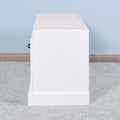 Wooden Entryway Shoe Cabinet Living Room Storage Bench With White Cushion White Mdf