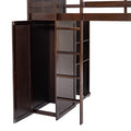 Twin Size Loft Bed With A Stand Alone Bed, Shelves,Desk,And Wardrobe Espresso Espresso Solid Wood