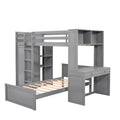 Twin Size Loft Bed With A Stand Alone Bed, Shelves,Desk,And Wardrobe Gray Gray Solid Wood