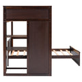 Twin Size Loft Bed With A Stand Alone Bed, Shelves,Desk,And Wardrobe Espresso Espresso Solid Wood