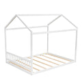 Queen Size Wooden House Bed With Headboard,White White Pine