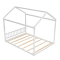 Queen Size Wooden House Bed With Headboard,White White Pine