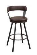 Pub Chairs 2Pc Set Brown Pu Upholstered Metal Base 29 Inch Counter Height Chairs Seat 360 Degree Swivel Dining Furniture Brown Dining Room Casual Metal