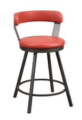 Metal Base 24 Inch Counter Height Chairs Set Of 2Pc Red Seat 360 Degree Swivel Faux Leather Upholstered Dining Room Furniture Red Dining Room Casual Metal