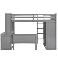 Twin Size Loft Bed With A Stand Alone Bed, Shelves,Desk,And Wardrobe Gray Gray Solid Wood