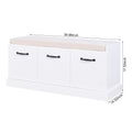 Wooden Entryway Shoe Cabinet Living Room Storage Bench With White Cushion White Mdf