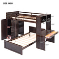 Twin Size Loft Bed With A Stand Alone Bed, Shelves,Desk,And Wardrobe Espresso Espresso Solid Wood