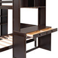 Twin Size Loft Bed With A Stand Alone Bed, Shelves,Desk,And Wardrobe Espresso Espresso Solid Wood