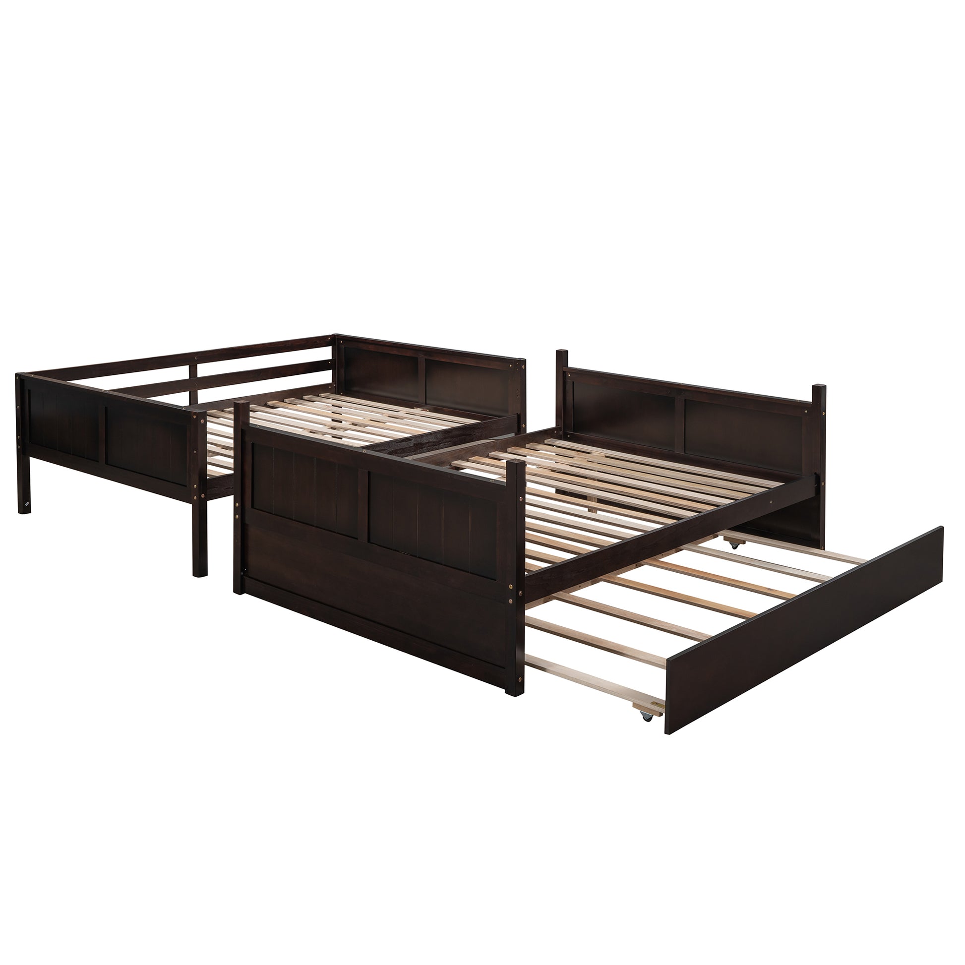 Full Over Full Bunk Bed With Twin Size Trundle, Espresso Old Sku: Lp000250Aap Full Espresso Solid Wood