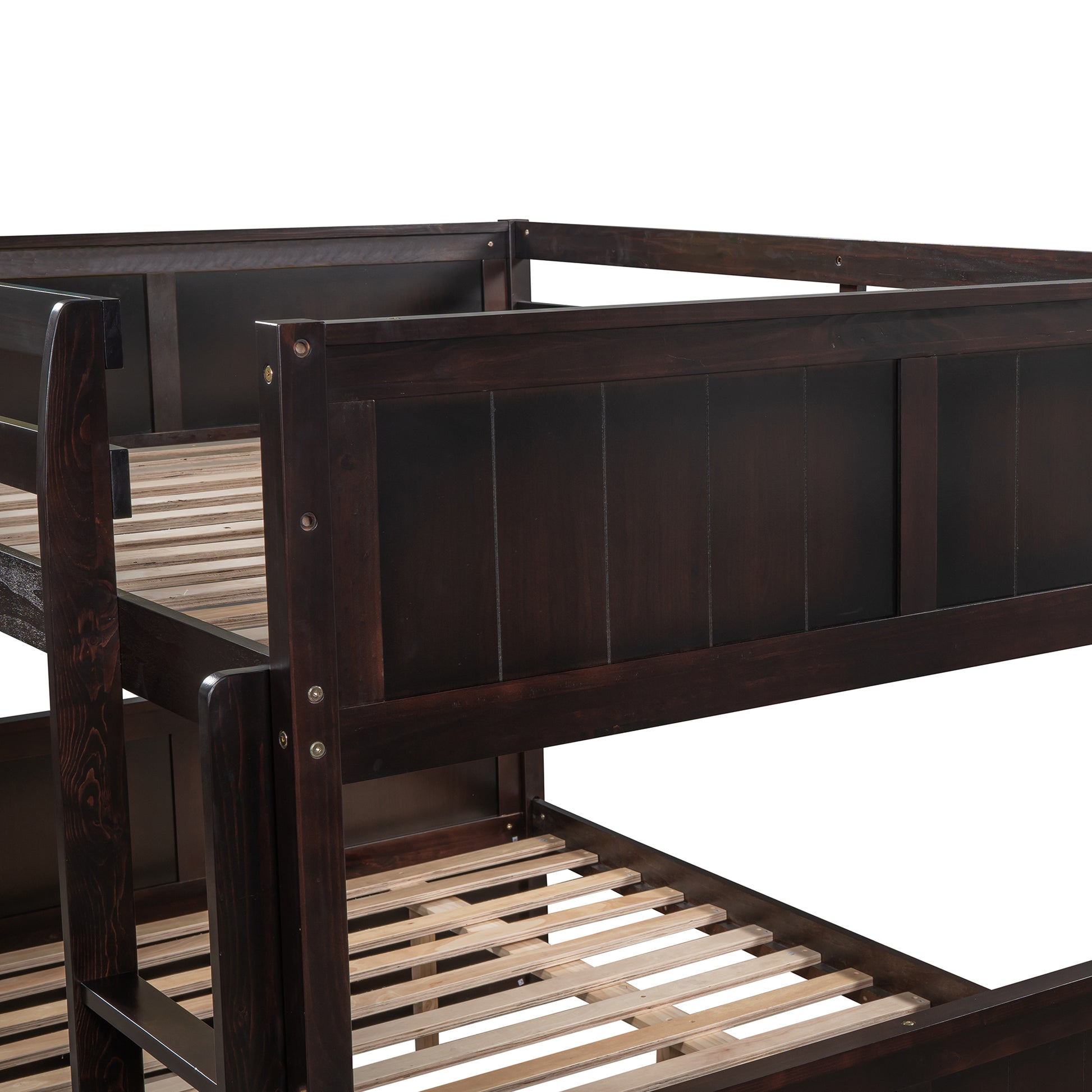 Full Over Full Bunk Bed With Twin Size Trundle, Espresso Old Sku: Lp000250Aap Full Espresso Solid Wood