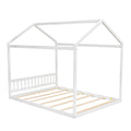 Queen Size Wooden House Bed With Headboard,White White Pine