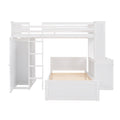 Twin Size Loft Bed With A Stand Alone Bed, Shelves,Desk,And Wardrobe White White Solid Wood