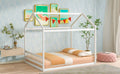 Queen Size Wooden House Bed With Headboard,White White Pine