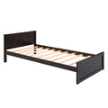 Twin Size Loft Bed With A Stand Alone Bed, Shelves,Desk,And Wardrobe Espresso Espresso Solid Wood