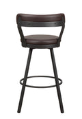 Pub Chairs 2Pc Set Brown Pu Upholstered Metal Base 29 Inch Counter Height Chairs Seat 360 Degree Swivel Dining Furniture Brown Dining Room Casual Metal