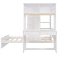 Twin Size Loft Bed With A Stand Alone Bed, Shelves,Desk,And Wardrobe White White Solid Wood