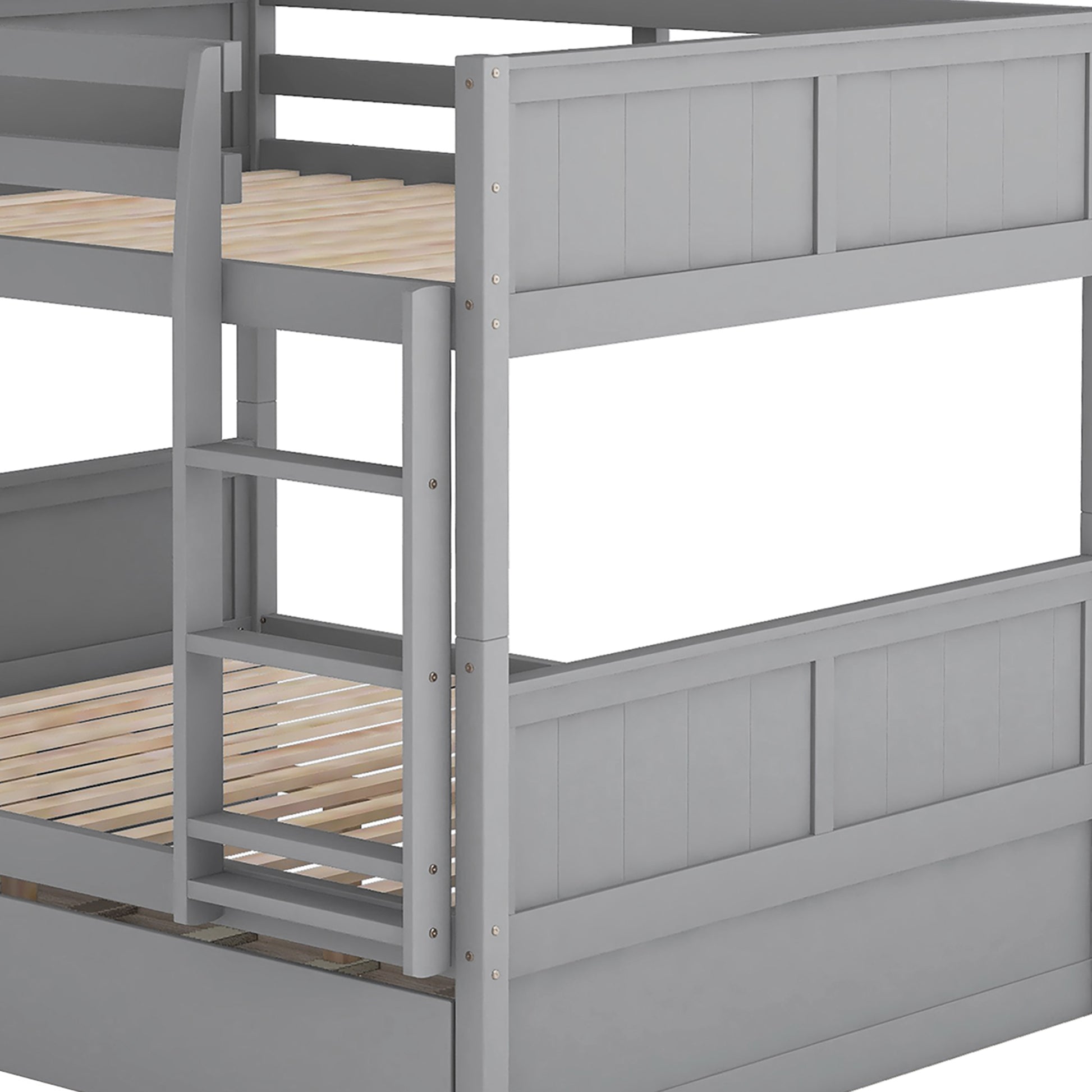 Full Over Full Bunk Bed With Twin Size Trundle, Gray Old Sku: Lp000250Aae Full Gray Solid Wood