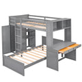 Twin Size Loft Bed With A Stand Alone Bed, Shelves,Desk,And Wardrobe Gray Gray Solid Wood