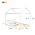 Queen Size Wooden House Bed With Headboard,White White Pine