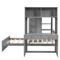 Twin Size Loft Bed With A Stand Alone Bed, Shelves,Desk,And Wardrobe Gray Gray Solid Wood