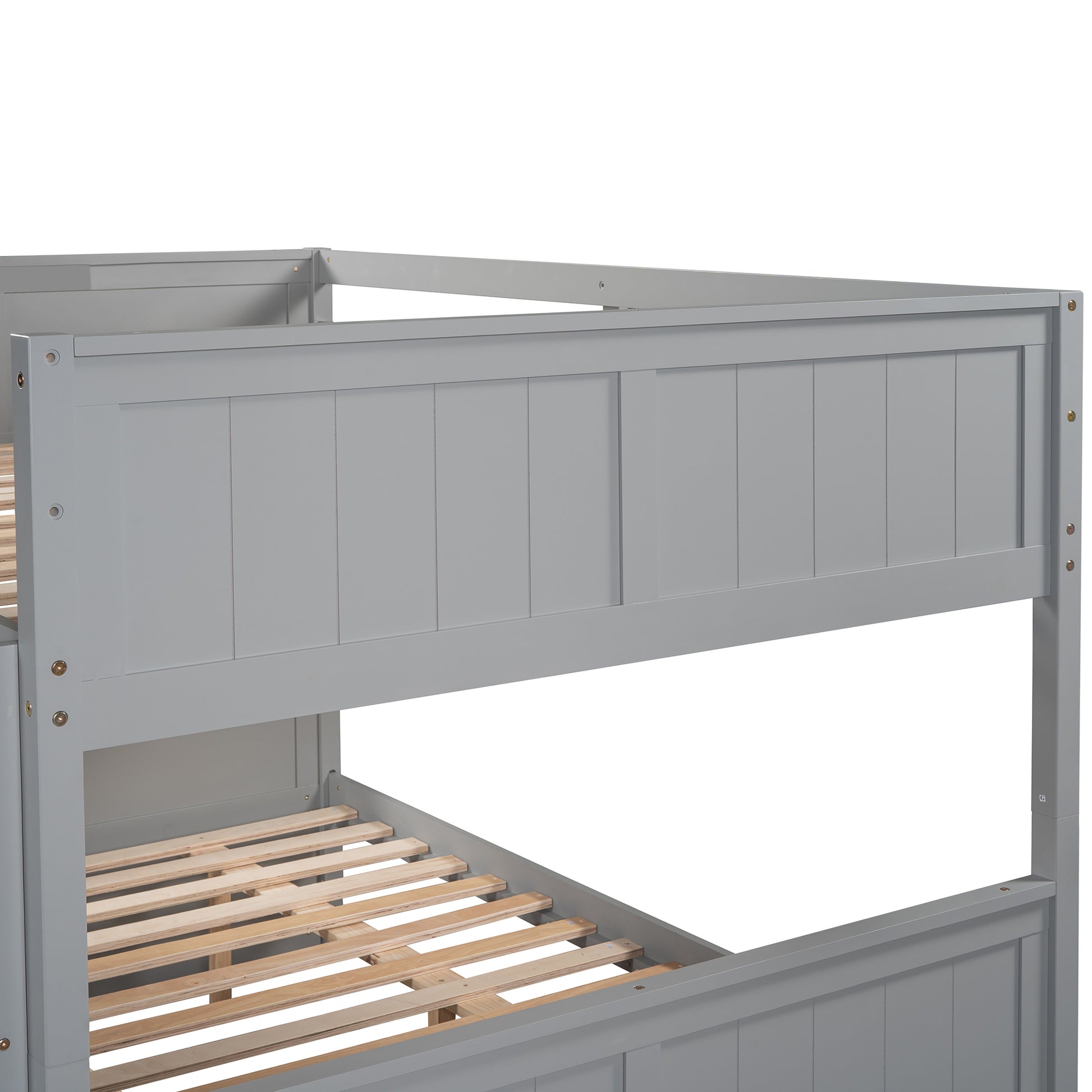 Full Over Full Bunk Bed With Twin Size Trundle, Gray Old Sku: Lp000250Aae Full Gray Solid Wood