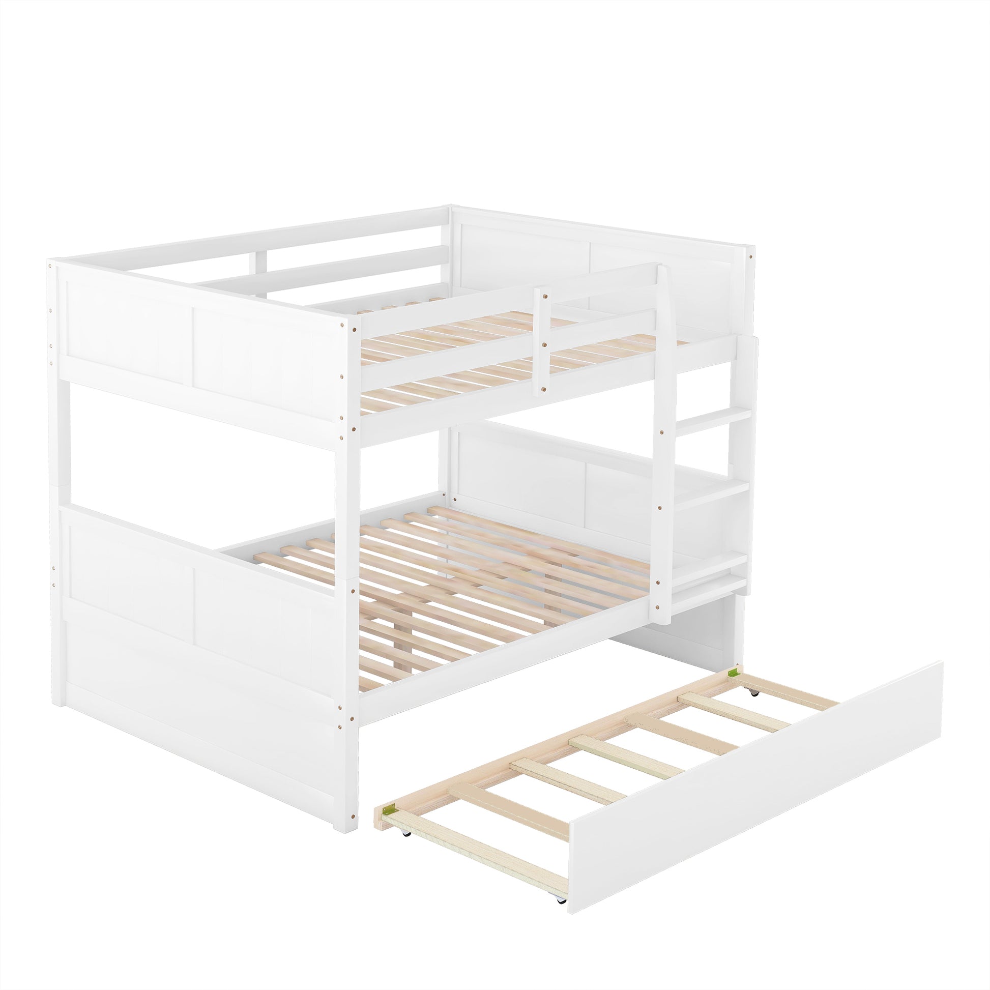 Full Over Full Bunk Bed With Twin Size Trundle, White Old Sku: Lp000250Aak Full White Solid Wood