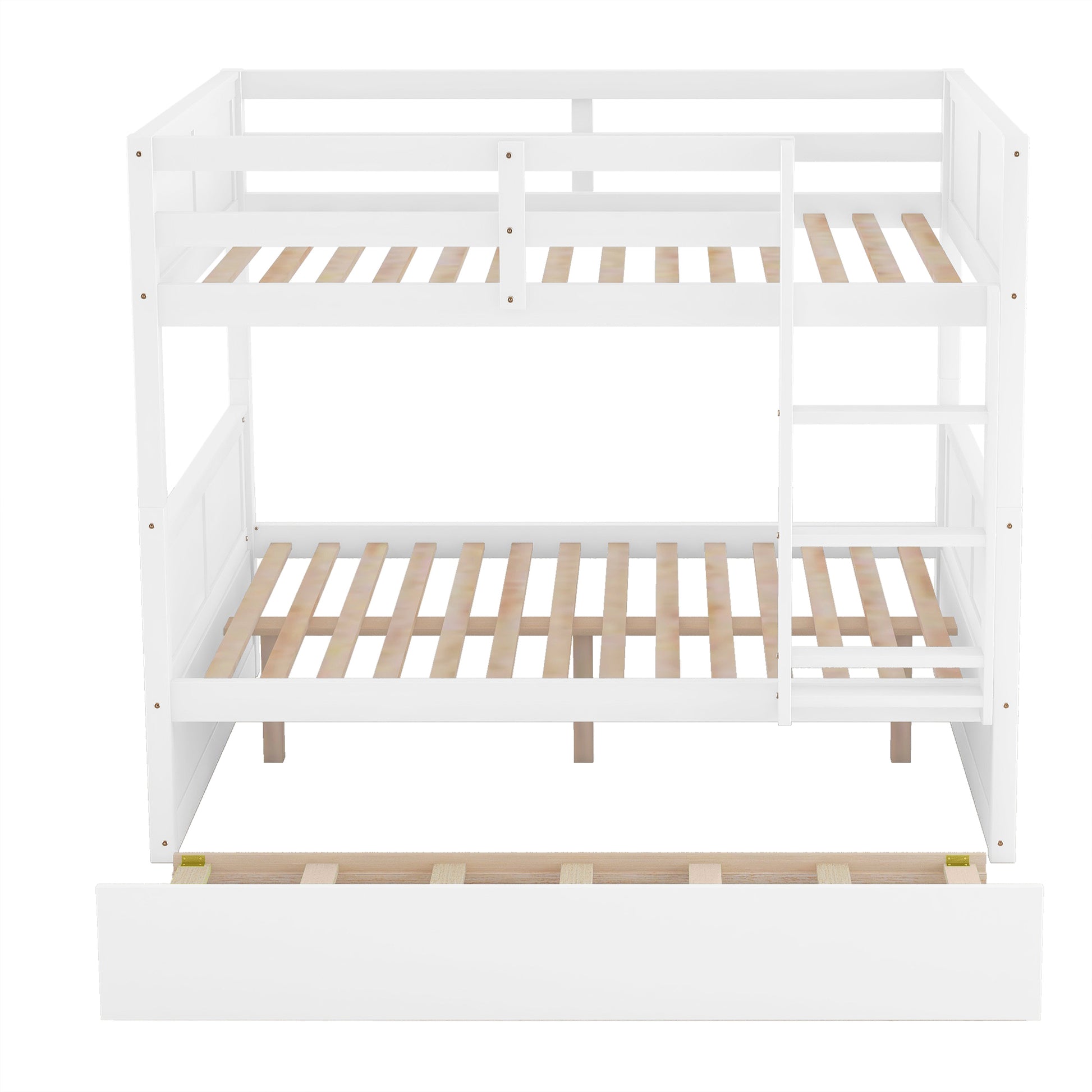 Full Over Full Bunk Bed With Twin Size Trundle, White Old Sku: Lp000250Aak Full White Solid Wood