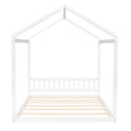 Queen Size Wooden House Bed With Headboard,White White Pine
