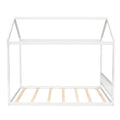 Queen Size Wooden House Bed With Headboard,White White Pine