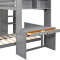 Twin Size Loft Bed With A Stand Alone Bed, Shelves,Desk,And Wardrobe Gray Gray Solid Wood