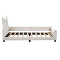 Twin Size Upholstered Daybed With Carton Ears Shaped Headboard, White White Pu Leather