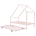 Metal House Bed With Trundle, Twin Size House Bed Pink Pink Metal