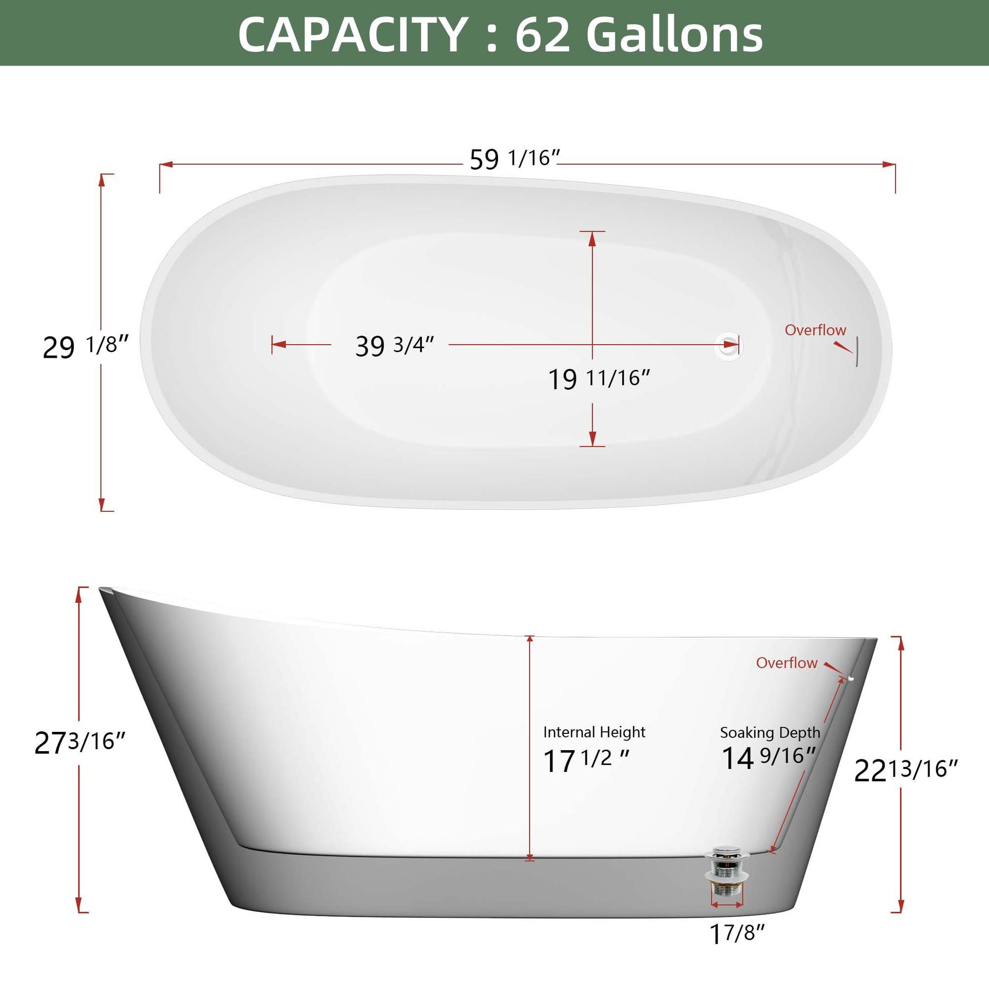 59" Acrylic Free Standing Tub Classic Oval Shape Soaking Tub, Adjustable Freestanding Bathtub With Integrated Slotted Overflow And Chrome Pop Up Drain Anti Clogging Black Black Oval Bathroom Freestanding Tubs Polished 59 61 In Modern Soaking Reversible