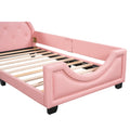 Twin Size Upholstered Daybed With Carton Ears Shaped Headboard, Pink Pink Pu Leather