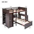 Twin Size Loft Bed With A Stand Alone Bed, Shelves,Desk,And Wardrobe Espresso Espresso Solid Wood