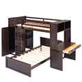 Twin Size Loft Bed With A Stand Alone Bed, Shelves,Desk,And Wardrobe Espresso Espresso Solid Wood