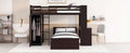 Twin Size Loft Bed With A Stand Alone Bed, Shelves,Desk,And Wardrobe Espresso Espresso Solid Wood