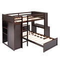 Twin Size Loft Bed With A Stand Alone Bed, Shelves,Desk,And Wardrobe Espresso Espresso Solid Wood